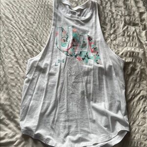 Under Armour White Tank Top with Floral Logo
